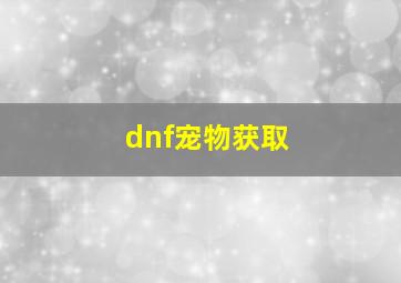 dnf宠物获取