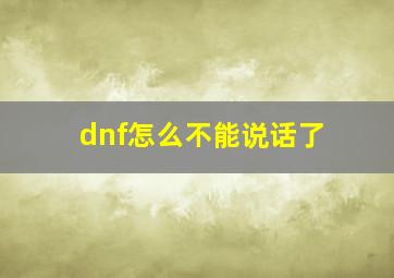 dnf怎么不能说话了