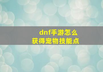 dnf手游怎么获得宠物技能点