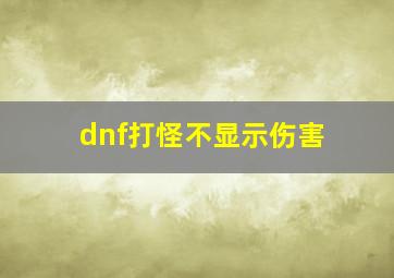 dnf打怪不显示伤害