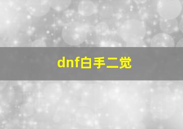 dnf白手二觉