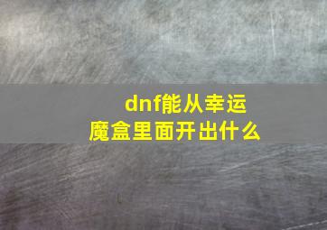 dnf能从幸运魔盒里面开出什么