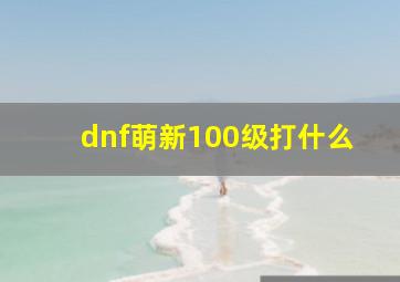 dnf萌新100级打什么