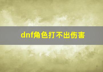 dnf角色打不出伤害