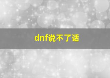 dnf说不了话