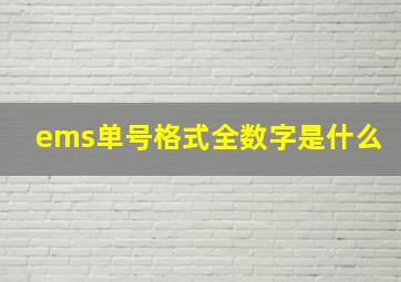 ems单号格式全数字是什么