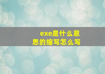 exe是什么意思的缩写怎么写