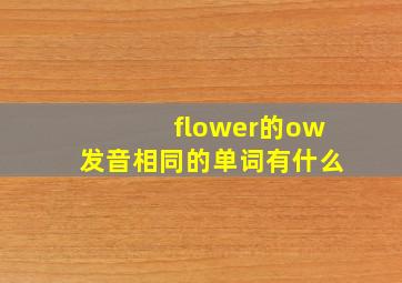 flower的ow发音相同的单词有什么