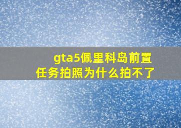 gta5佩里科岛前置任务拍照为什么拍不了