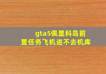 gta5佩里科岛前置任务飞机进不去机库