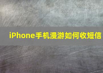 iPhone手机漫游如何收短信