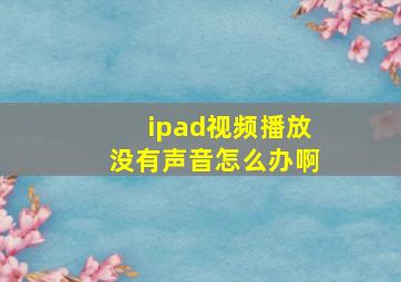 ipad视频播放没有声音怎么办啊