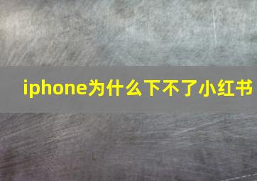 iphone为什么下不了小红书