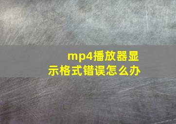 mp4播放器显示格式错误怎么办