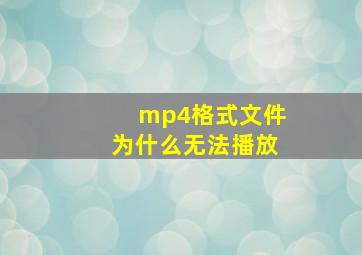 mp4格式文件为什么无法播放