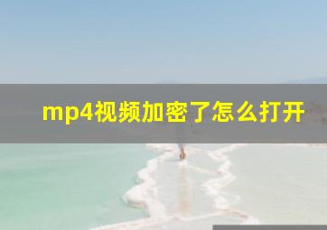 mp4视频加密了怎么打开