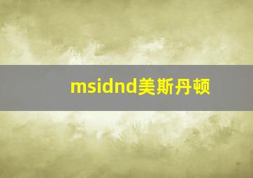 msidnd美斯丹顿