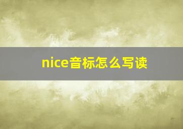 nice音标怎么写读