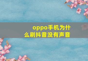 oppo手机为什么刷抖音没有声音