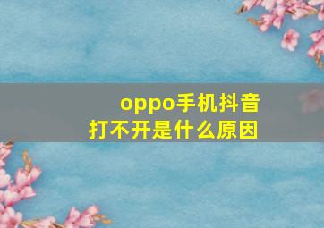 oppo手机抖音打不开是什么原因