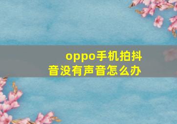 oppo手机拍抖音没有声音怎么办