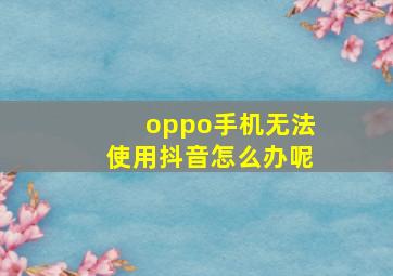 oppo手机无法使用抖音怎么办呢