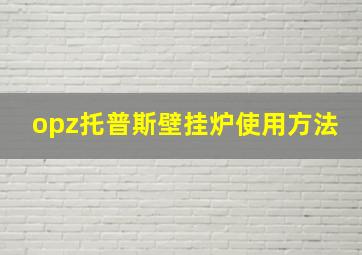 opz托普斯壁挂炉使用方法