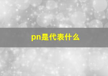 pn是代表什么