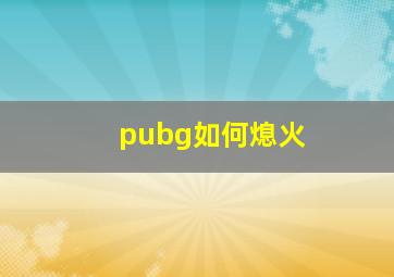 pubg如何熄火