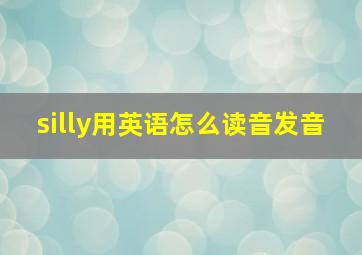 silly用英语怎么读音发音