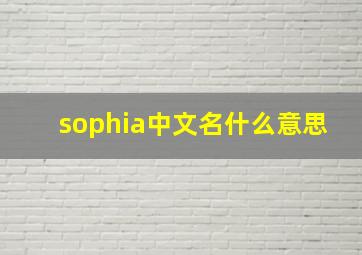 sophia中文名什么意思