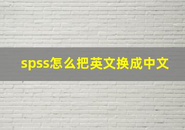 spss怎么把英文换成中文