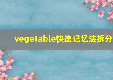 vegetable快速记忆法拆分