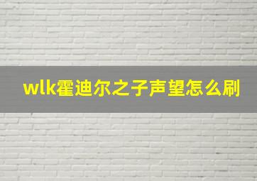 wlk霍迪尔之子声望怎么刷