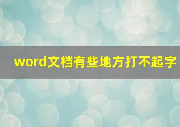 word文档有些地方打不起字