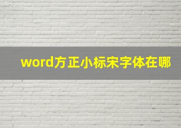 word方正小标宋字体在哪