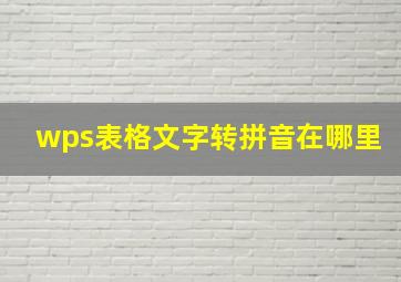 wps表格文字转拼音在哪里