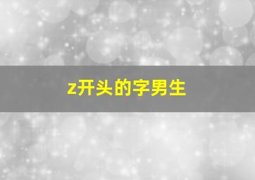 z开头的字男生