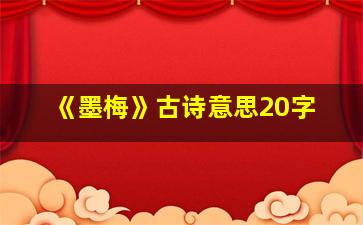 《墨梅》古诗意思20字