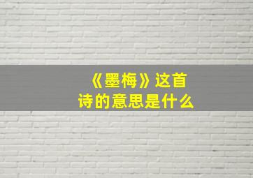 《墨梅》这首诗的意思是什么