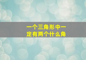 一个三角形中一定有两个什么角