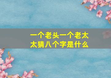 一个老头一个老太太猜八个字是什么