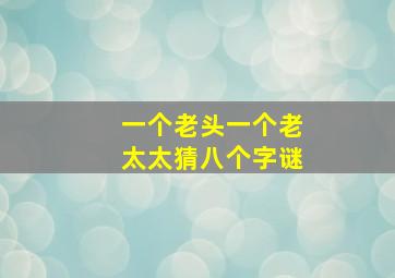 一个老头一个老太太猜八个字谜