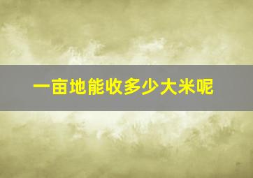 一亩地能收多少大米呢