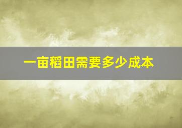 一亩稻田需要多少成本