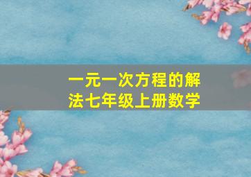 一元一次方程的解法七年级上册数学