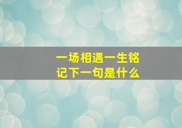 一场相遇一生铭记下一句是什么