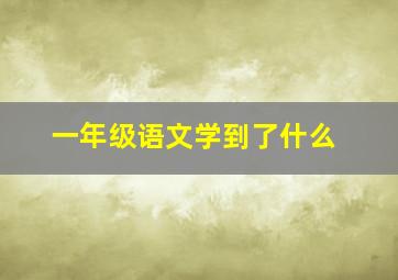 一年级语文学到了什么