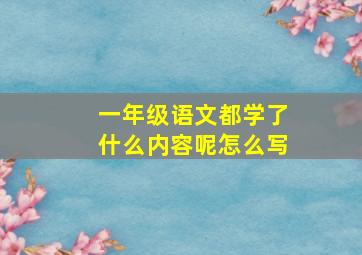 一年级语文都学了什么内容呢怎么写