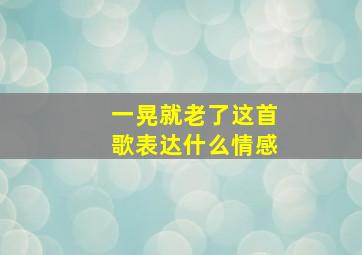 一晃就老了这首歌表达什么情感